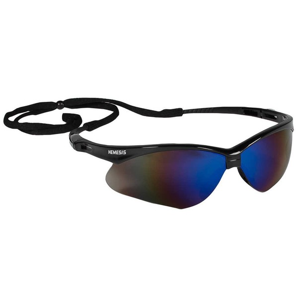Kleenguard Nemesis V30 Wraparound Safety Glasses, Black Frame, Blue Mirror Lens 14481